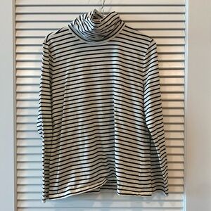 Talbots Black and White Stripe Turtleneck Size Large Petite